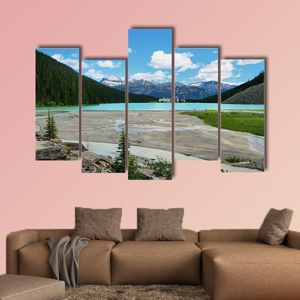 Lake In Banff National Park Canvas Wall Art-5 Pop-Gallery Wrap-47" x 32"-Tiaracle