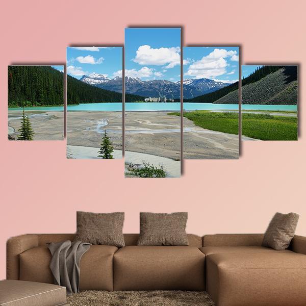 Lake In Banff National Park Canvas Wall Art-5 Star-Gallery Wrap-62" x 32"-Tiaracle