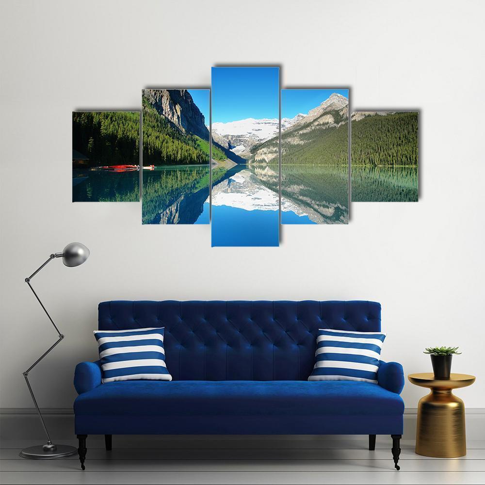 Lake Louise Mountain Canvas Wall Art-5 Star-Gallery Wrap-62" x 32"-Tiaracle