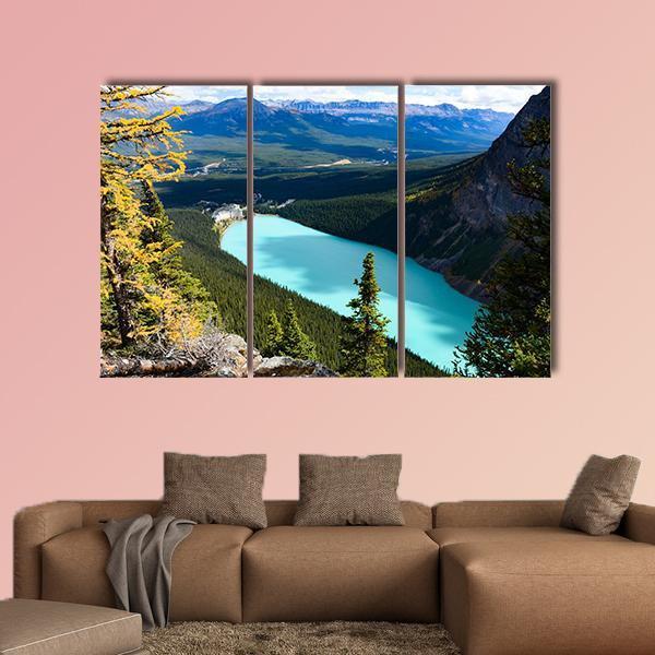 Overlook Of Lake Louise Canvas Wall Art-3 Horizontal-Gallery Wrap-37" x 24"-Tiaracle