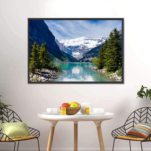 Lake Louise With Victoria Glacier Canvas Wall Art-3 Horizontal-Gallery Wrap-25" x 16"-Tiaracle