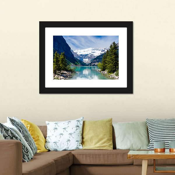 Lake Louise With Victoria Glacier Canvas Wall Art-3 Horizontal-Gallery Wrap-25" x 16"-Tiaracle