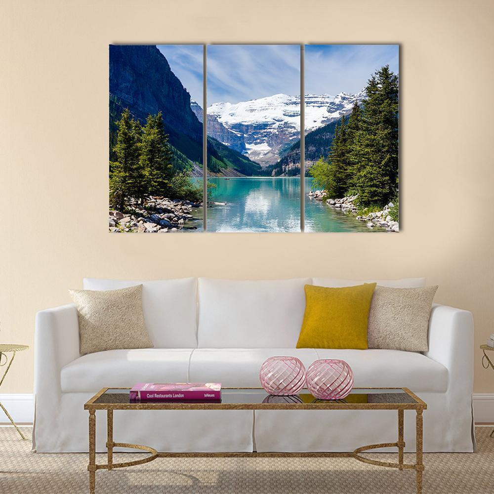 Lake Louise With Victoria Glacier Canvas Wall Art-3 Horizontal-Gallery Wrap-37" x 24"-Tiaracle