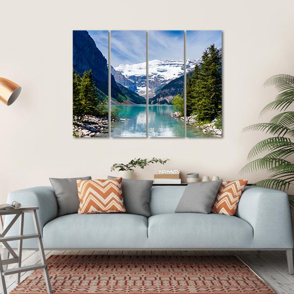 Lake Louise With Victoria Glacier Canvas Wall Art-4 Horizontal-Gallery Wrap-34" x 24"-Tiaracle