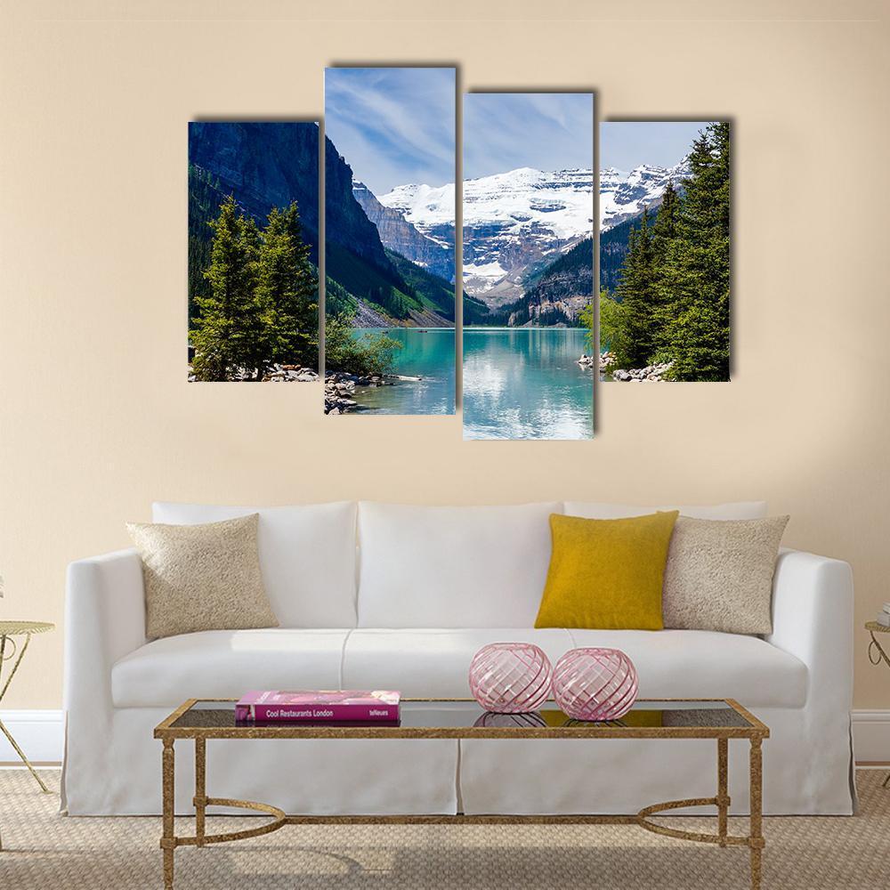 Lake Louise With Victoria Glacier Canvas Wall Art-4 Pop-Gallery Wrap-50" x 32"-Tiaracle