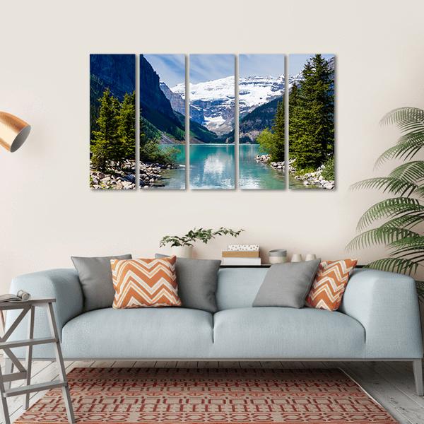 Lake Louise With Victoria Glacier Canvas Wall Art-5 Horizontal-Gallery Wrap-22" x 12"-Tiaracle