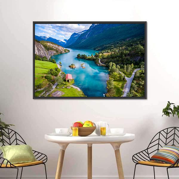 Lake Lovatnet Norway Canvas Wall Art-5 Horizontal-Gallery Wrap-22" x 12"-Tiaracle