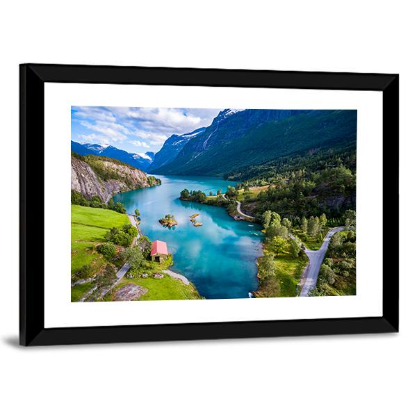 Lake Lovatnet Norway Canvas Wall Art-3 Horizontal-Gallery Wrap-25" x 16"-Tiaracle