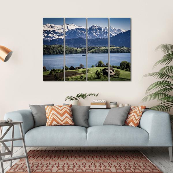Lake Lucerne Switzerland Canvas Wall Art-4 Horizontal-Gallery Wrap-34" x 24"-Tiaracle