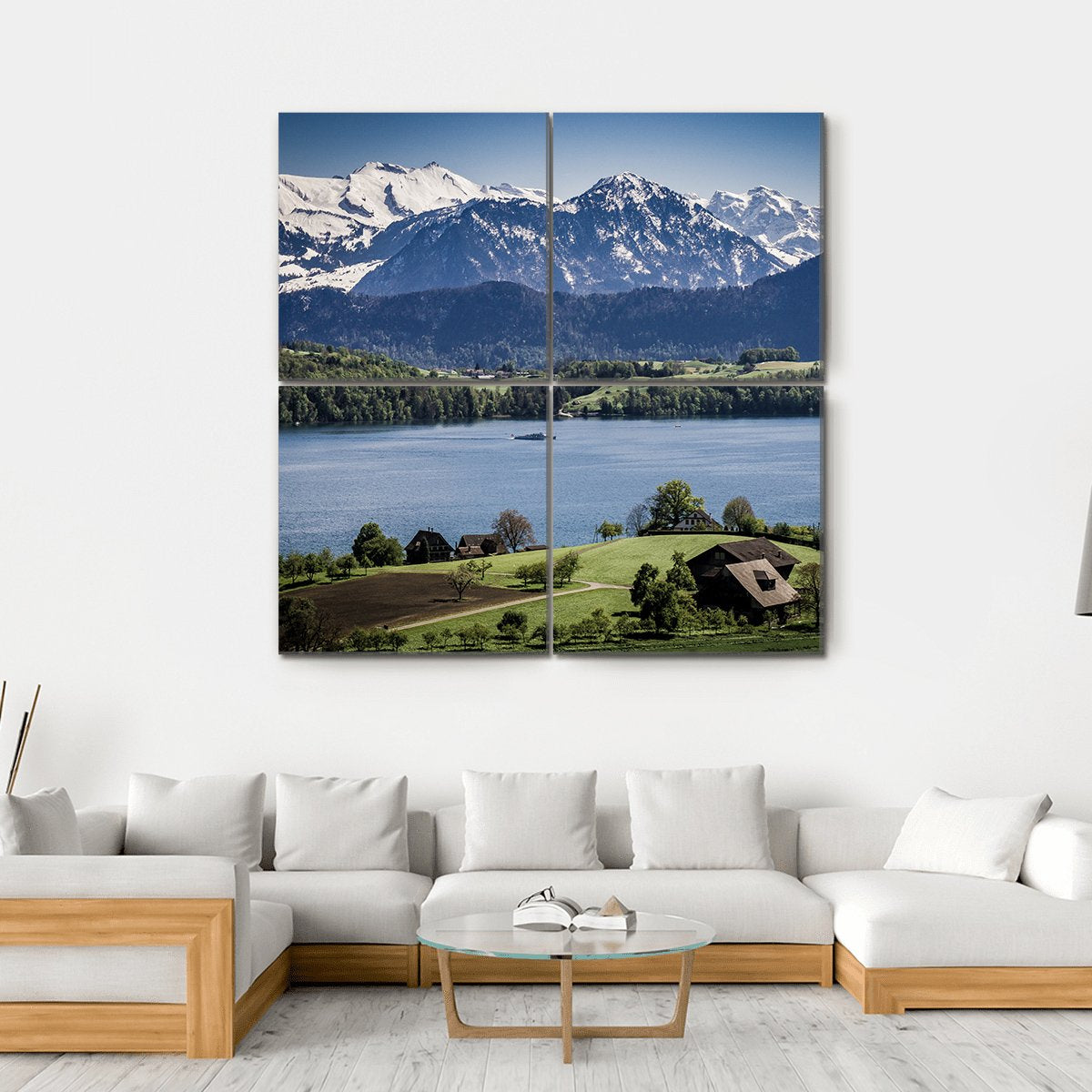 Lake Lucerne Switzerland Canvas Wall Art-4 Square-Gallery Wrap-17" x 17"-Tiaracle