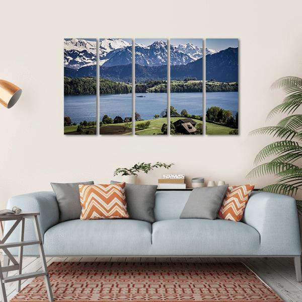 Lake Lucerne Switzerland Canvas Wall Art-5 Horizontal-Gallery Wrap-22" x 12"-Tiaracle