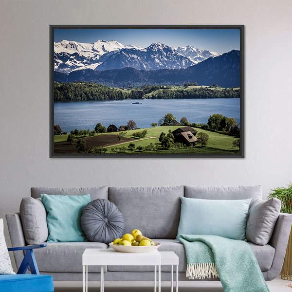 Lake Lucerne Switzerland Canvas Wall Art-3 Horizontal-Gallery Wrap-25" x 16"-Tiaracle