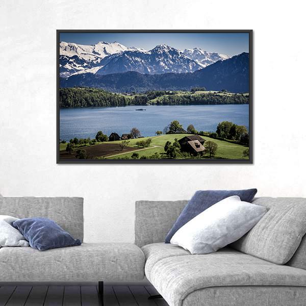 Lake Lucerne Switzerland Panoramic Canvas Wall Art-1 Piece-36" x 12"-Tiaracle