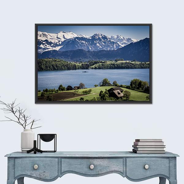 Lake Lucerne Switzerland Panoramic Canvas Wall Art-1 Piece-36" x 12"-Tiaracle