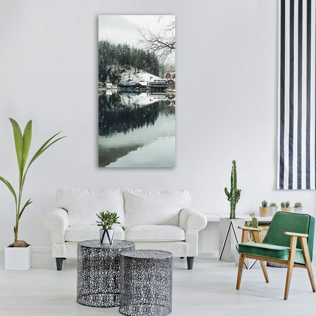 Lake Lunzersee In Winter Vertical Canvas Wall Art-1 Vertical-Gallery Wrap-12" x 24"-Tiaracle