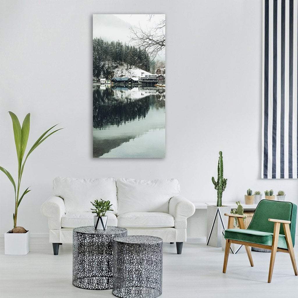 Lake Lunzersee In Winter Vertical Canvas Wall Art-3 Vertical-Gallery Wrap-12" x 25"-Tiaracle