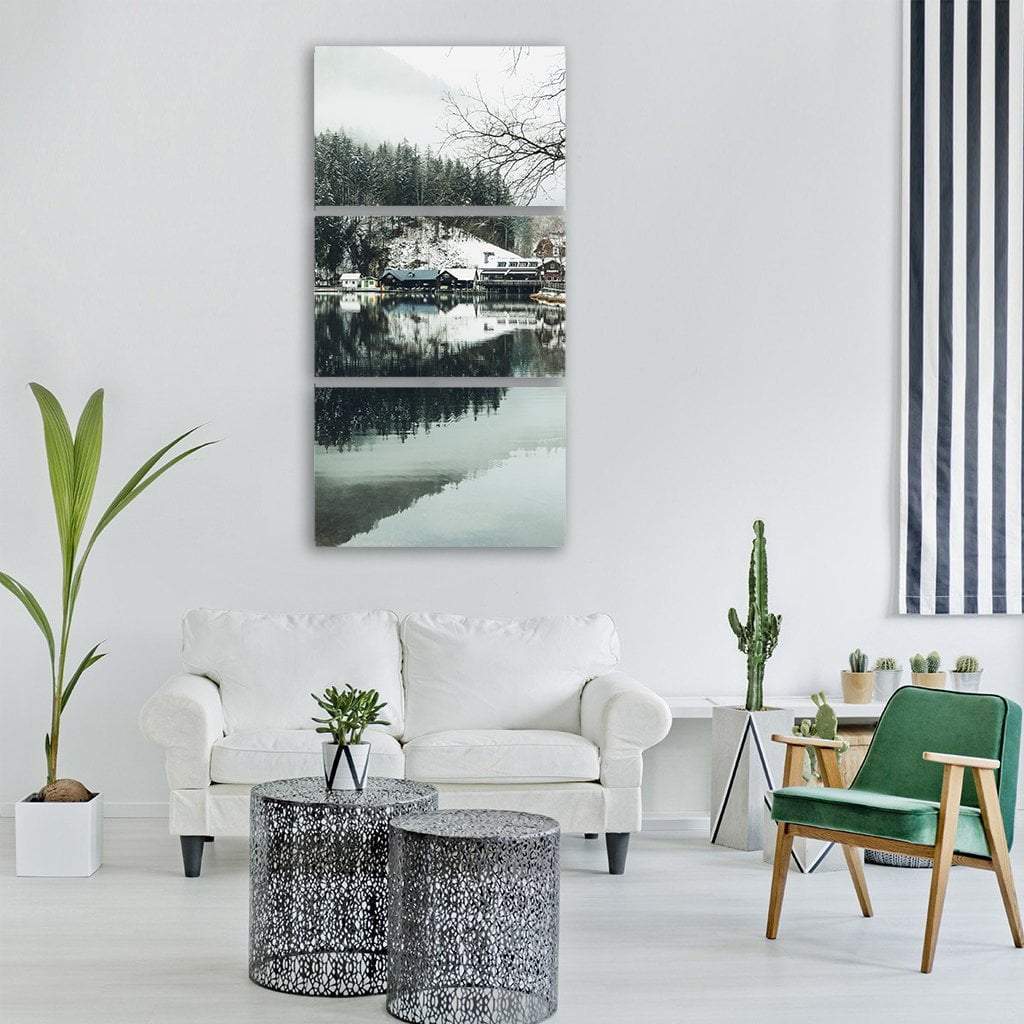 Lake Lunzersee In Winter Vertical Canvas Wall Art-3 Vertical-Gallery Wrap-12" x 25"-Tiaracle