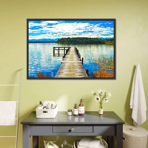 Lake Mahinapua Canvas Wall Art-1 Piece-Floating Frame-24" x 16"-Tiaracle