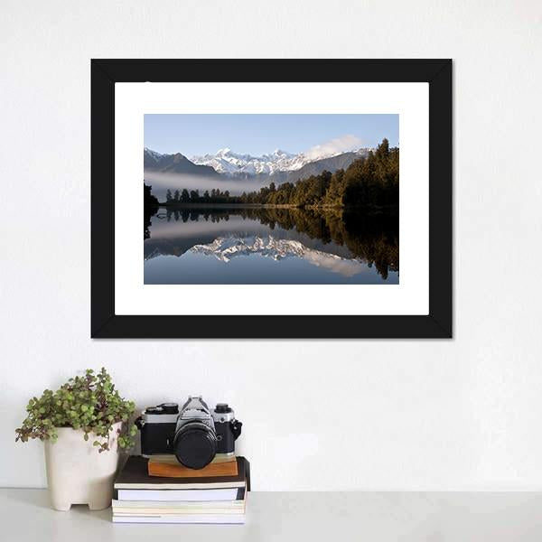 Lake Matheson Canvas Wall Art-1 Piece-Framed Print-20" x 16"-Tiaracle