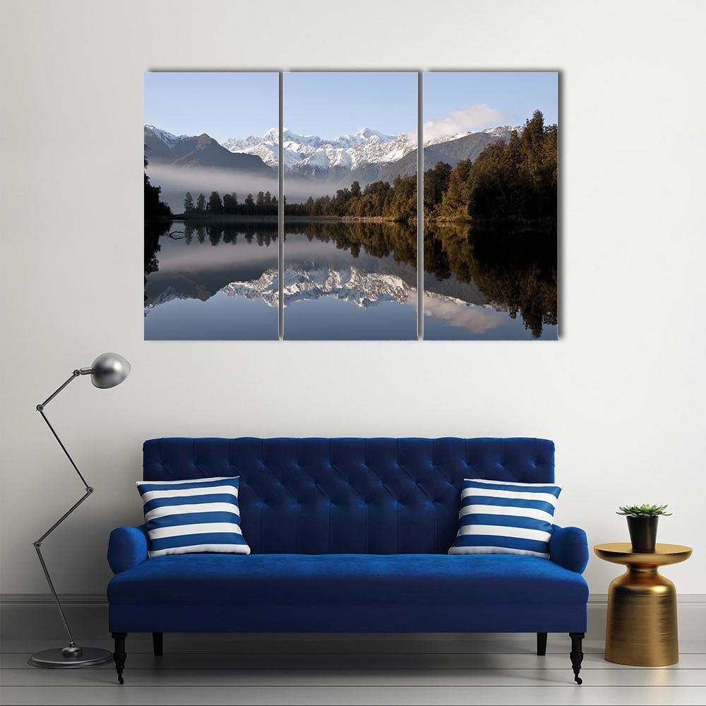 Lake Matheson Canvas Wall Art-4 Pop-Gallery Wrap-50" x 32"-Tiaracle