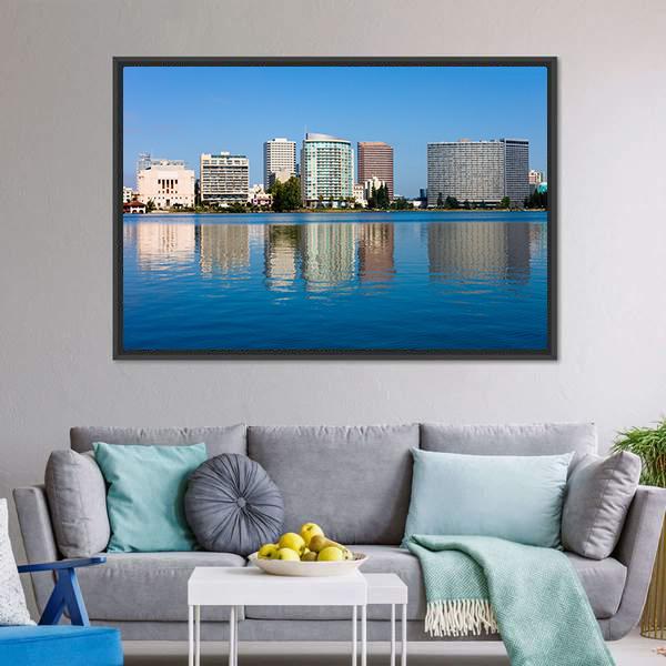 Lake Merritt Canvas Wall Art-3 Horizontal-Gallery Wrap-25" x 16"-Tiaracle