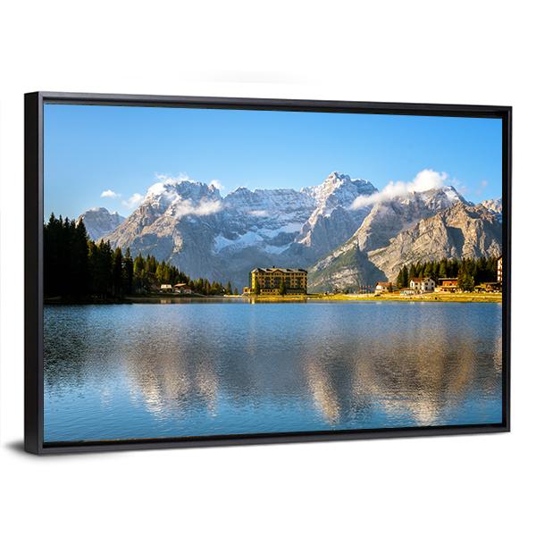 Lake Misurina With Dolomites Canvas Wall Art-3 Horizontal-Gallery Wrap-25" x 16"-Tiaracle