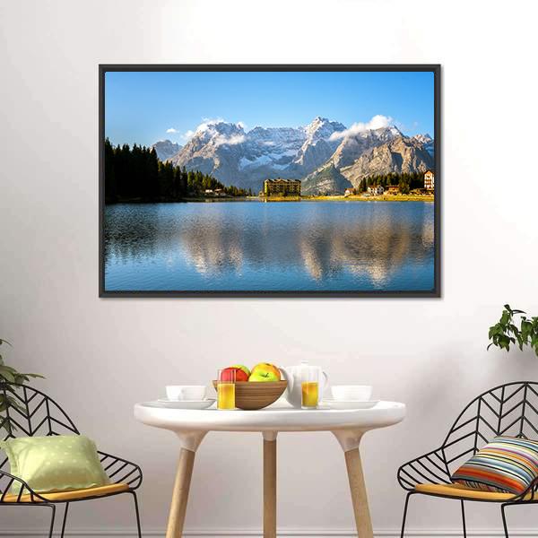 Lake Misurina With Dolomites Canvas Wall Art-3 Horizontal-Gallery Wrap-25" x 16"-Tiaracle