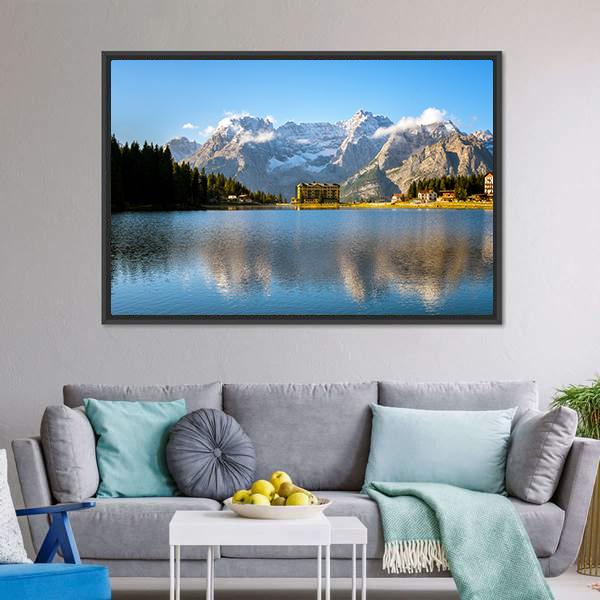Lake Misurina With Dolomites Canvas Wall Art-3 Horizontal-Gallery Wrap-25" x 16"-Tiaracle