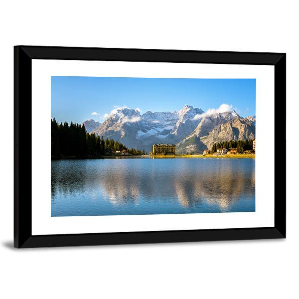 Lake Misurina With Dolomites Canvas Wall Art-3 Horizontal-Gallery Wrap-25" x 16"-Tiaracle