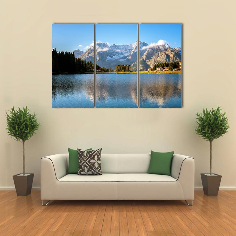 Lake Misurina With Dolomites Canvas Wall Art-3 Horizontal-Gallery Wrap-37" x 24"-Tiaracle