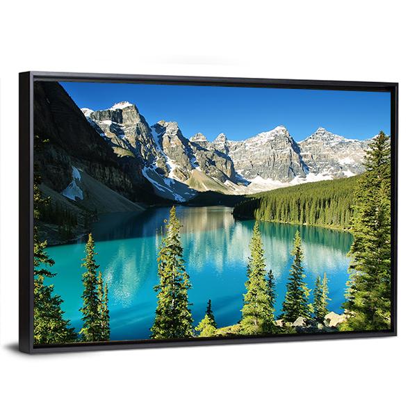 Lake Moraine Canvas Wall Art-3 Horizontal-Gallery Wrap-25" x 16"-Tiaracle