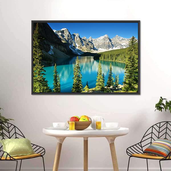 Lake Moraine Canvas Wall Art-3 Horizontal-Gallery Wrap-25" x 16"-Tiaracle