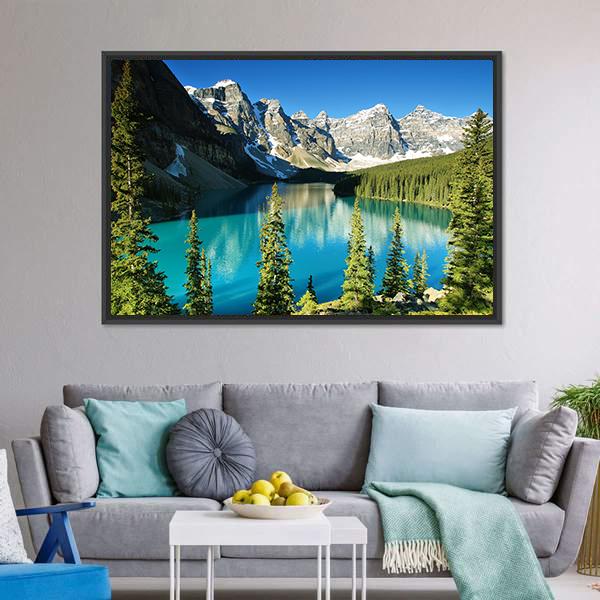 Lake Moraine Canvas Wall Art-5 Horizontal-Gallery Wrap-22" x 12"-Tiaracle