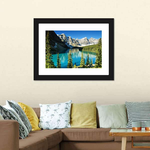 Lake Moraine Canvas Wall Art-3 Horizontal-Gallery Wrap-25" x 16"-Tiaracle