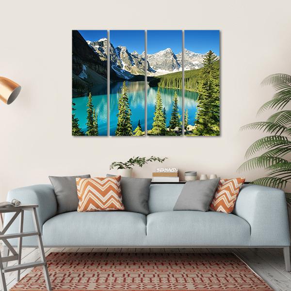 Lake Moraine Canvas Wall Art-4 Horizontal-Gallery Wrap-34" x 24"-Tiaracle