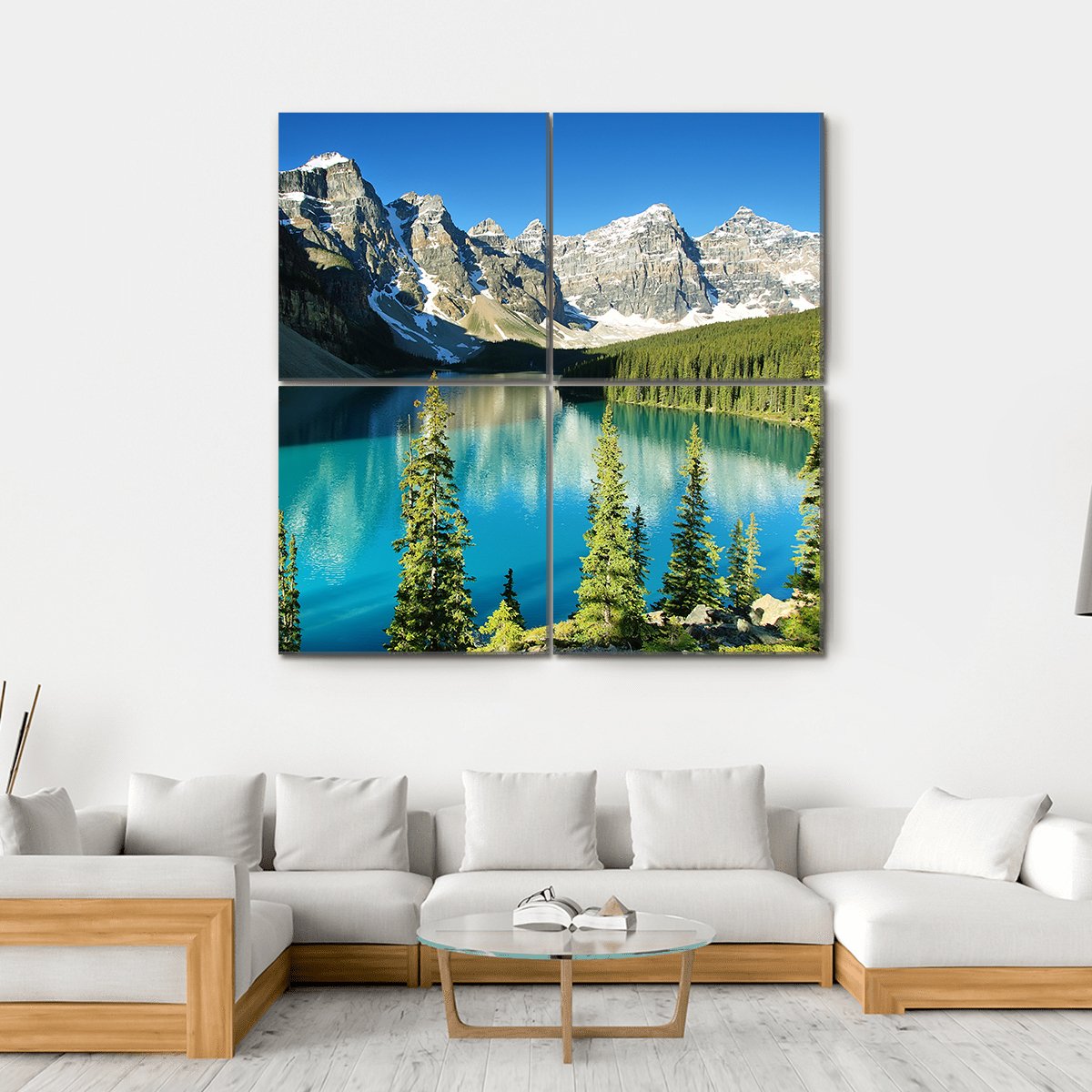 Lake Moraine Canvas Wall Art-4 Square-Gallery Wrap-17" x 17"-Tiaracle