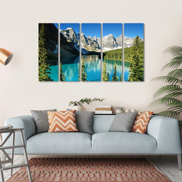 Lake Moraine Canvas Wall Art-5 Horizontal-Gallery Wrap-22" x 12"-Tiaracle