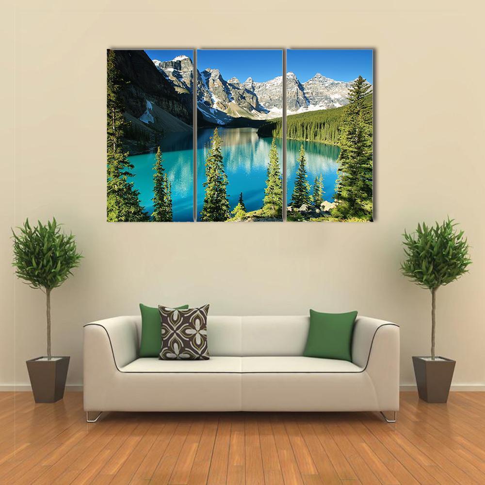 Lake Moraine Canvas Wall Art-3 Horizontal-Gallery Wrap-37" x 24"-Tiaracle