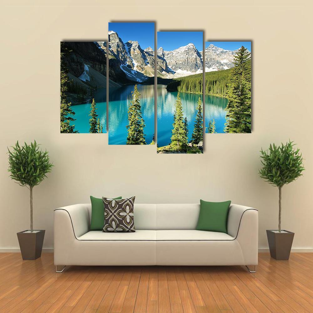Lake Moraine Canvas Wall Art-4 Pop-Gallery Wrap-50" x 32"-Tiaracle