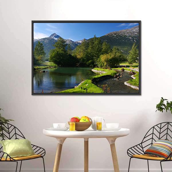 Lake &amp; Mountains Alaska Canvas Wall Art-3 Horizontal-Gallery Wrap-25" x 16"-Tiaracle