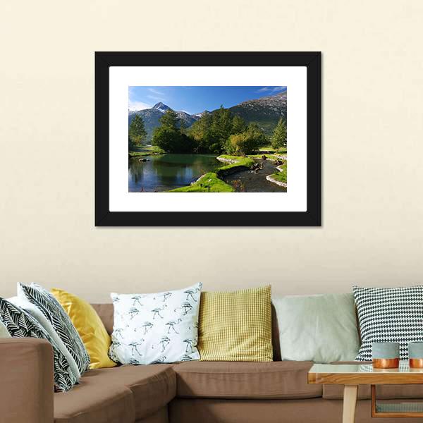 Lake &amp; Mountains Alaska Canvas Wall Art-3 Horizontal-Gallery Wrap-25" x 16"-Tiaracle
