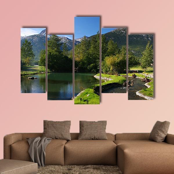 Lake & Mountains Alaska Canvas Wall Art-5 Pop-Gallery Wrap-47" x 32"-Tiaracle