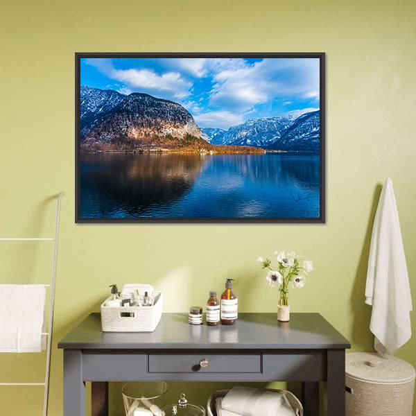 Lake &amp; Mountains Austria Canvas Wall Art-1 Piece-Floating Frame-24" x 16"-Tiaracle