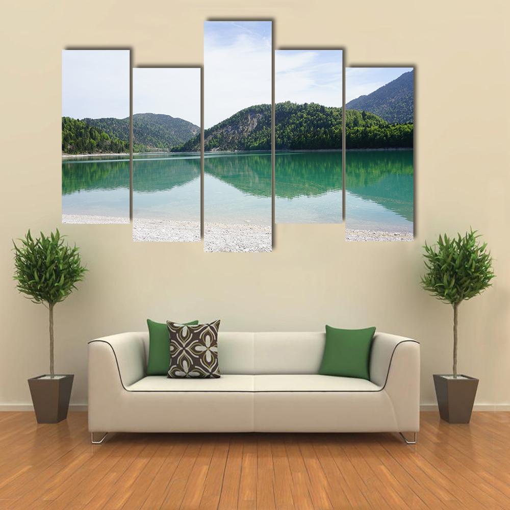 Lake & Mountains Germany Canvas Wall Art-5 Pop-Gallery Wrap-47" x 32"-Tiaracle