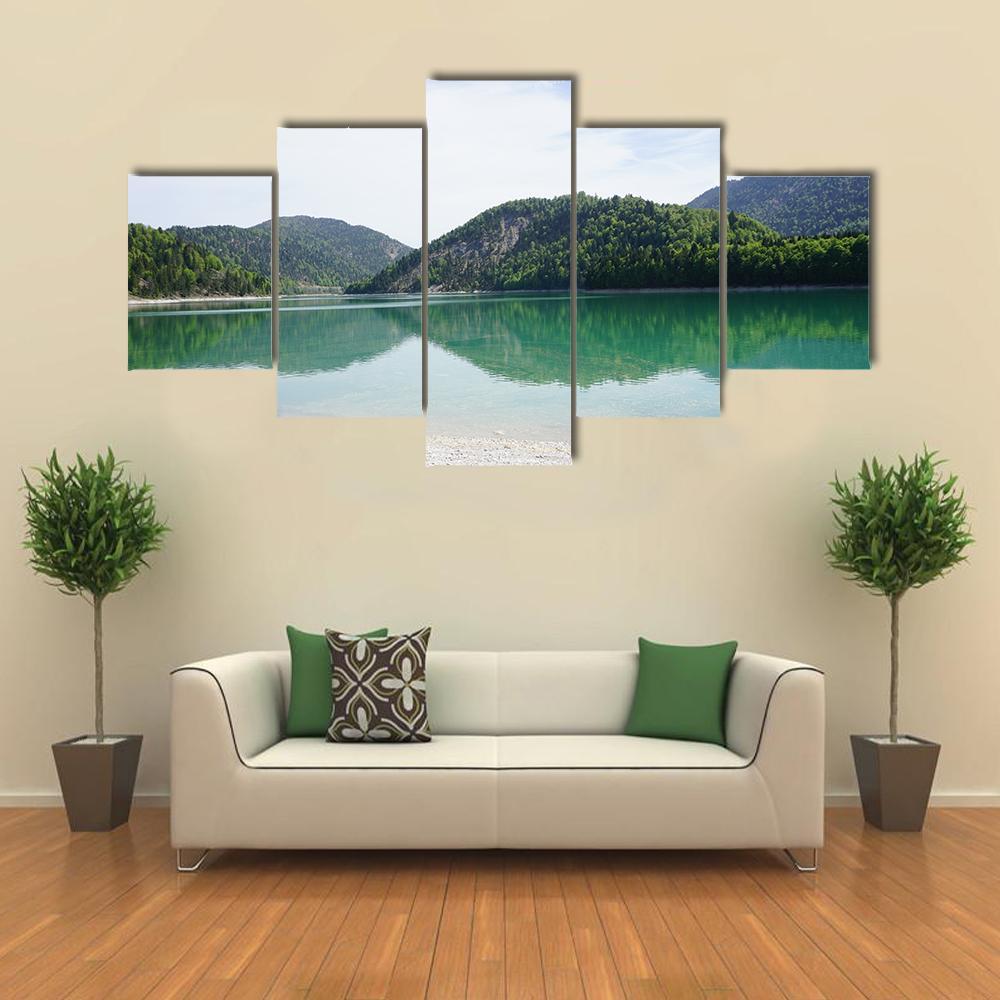 Lake & Mountains Germany Canvas Wall Art-5 Star-Gallery Wrap-62" x 32"-Tiaracle
