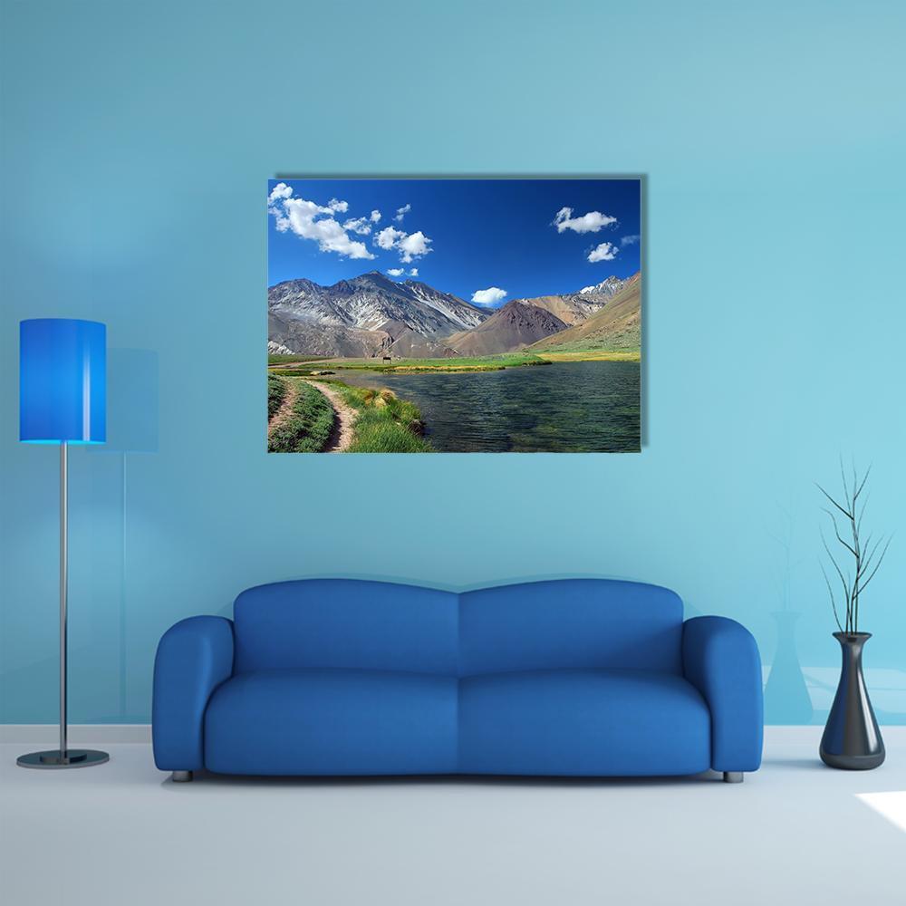Lake & Mountains Landscape Argentina Canvas Wall Art-1 Piece-Gallery Wrap-48" x 32"-Tiaracle