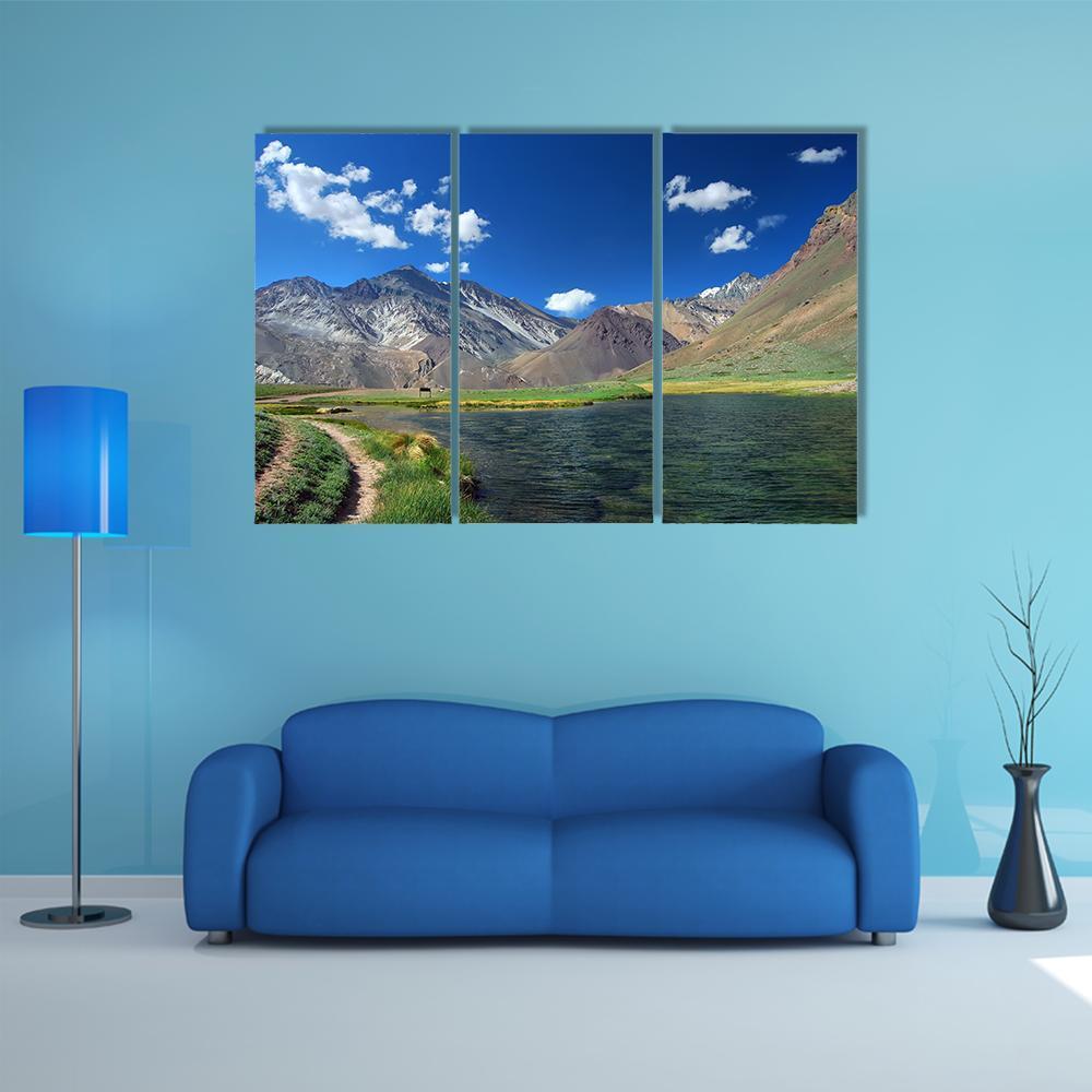 Lake &amp; Mountains Landscape Argentina Canvas Wall Art-3 Horizontal-Gallery Wrap-37" x 24"-Tiaracle
