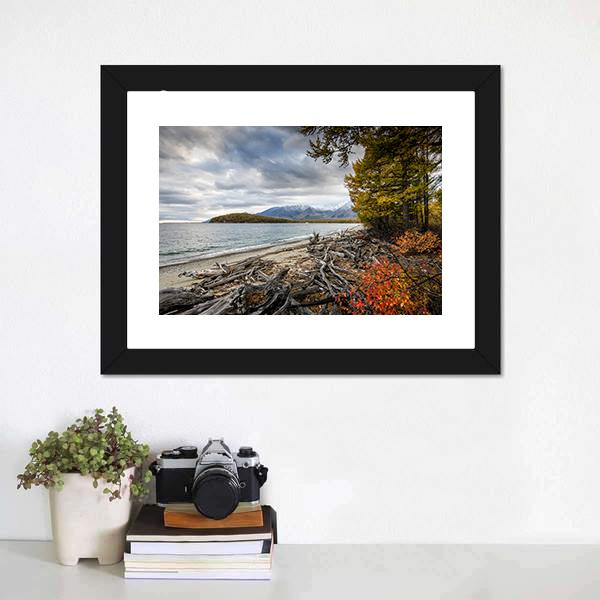 Lake & Mountains Of Siberia Canvas Wall Art-1 Piece-Framed Print-20" x 16"-Tiaracle