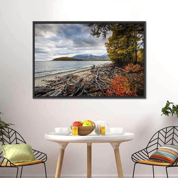 Lake & Mountains Of Siberia Canvas Wall Art-3 Horizontal-Gallery Wrap-25" x 16"-Tiaracle