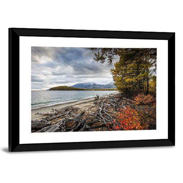 Lake & Mountains Of Siberia Canvas Wall Art-3 Horizontal-Gallery Wrap-25" x 16"-Tiaracle